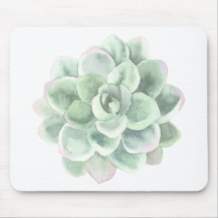 Mousepad Elegante De Aquarela Botânica Verde De Sage Sucul
