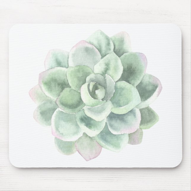 Mousepad Elegante De Aquarela Botânica Verde De Sage Sucult (Frente)