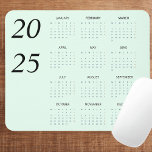 Mousepad Elegante de Calendário Personalizado da Casa de Pa<br><div class="desc">Atualize o seu espaço de trabalho com esta pasta de mouse personalizada do dia 2025 do dia da Casa da Moeda. Projetado para estilo e praticidade, este moderno mouse pad apresenta um calendário de cheio ano para referência rápida de data, definido em relação a um fundo de Casa de Moeda...</div>