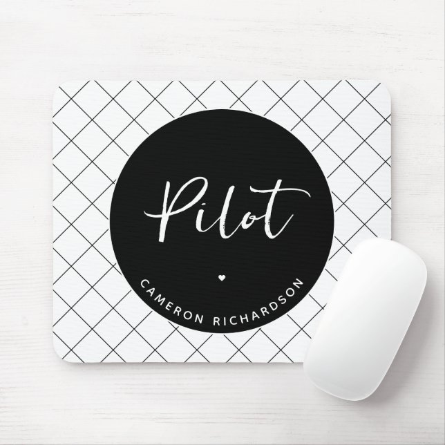 Mousepad Elegante de Graduação da Escola de Aviação Piloto  (Com mouse)