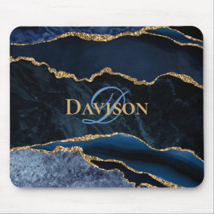 Mousepad Elegante de Marinho azul Dourado