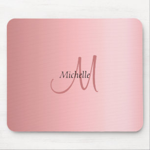 Mousepad Elegante de Tendy Monograma de Modelo de rosa Dour