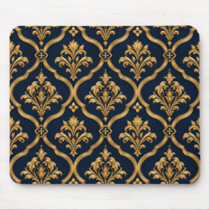 Mousepad Elegante Design de Motivo Vintage em Damasco Doura