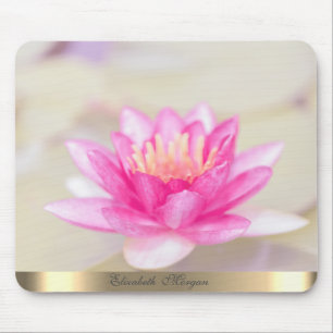 Mousepad Elegante Dourado Lotus, Yoga