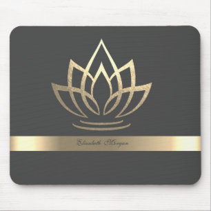 Mousepad Elegante Dourado Lotus, Yoga