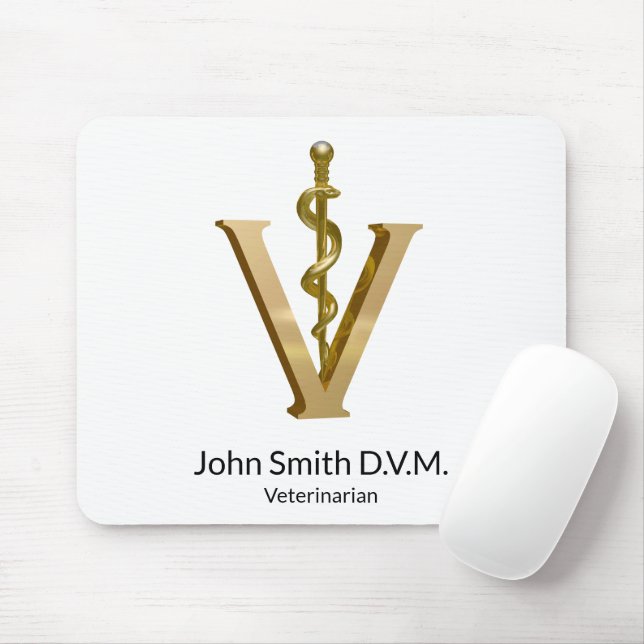 Mousepad Elegante Dourado V Medicina Veterinária Vet Asclep (Com mouse)
