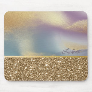 Mousepad Elegante Estiloso Dourado Brilho Colorido