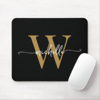 Elegante Feminino Nome Monograma Script Dourado Pr