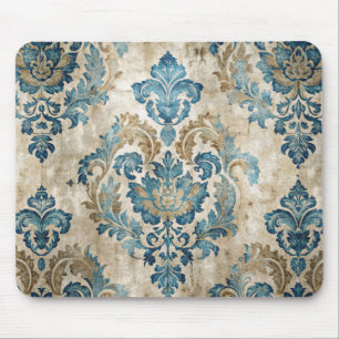 Mousepad Elegante Floral Azul Vintage