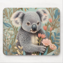 Mousepad Elegante Floral Pastel Fofo de Coala