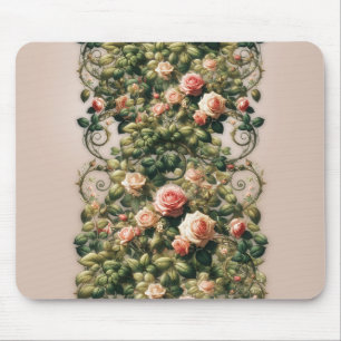 Mousepad Elegante Floral Vinhas Rosa Pink Shabby Chic