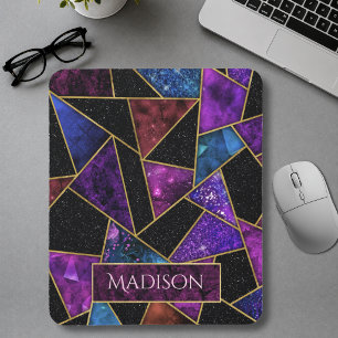 Mousepad Elegante geométrico feminino vermelho roxo