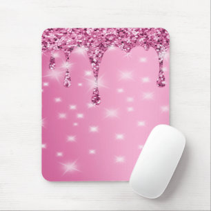 Mousepad Elegante Gotejamento de Brilho Rosa Quente