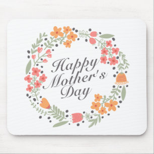 Mousepad Elegante Happy Dia de as mães Floral Wreath Mousep
