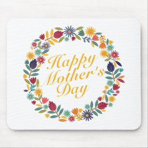 Mousepad Elegante Happy Dia de as mães Floral Wreath Mousep
