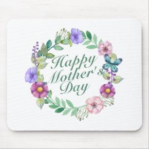 Mousepad Elegante Happy Dia de as mães Floral Wreath Mousep
