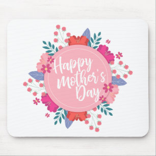 Mousepad Elegante Happy Dia de as mães Floral Wreath Mousep