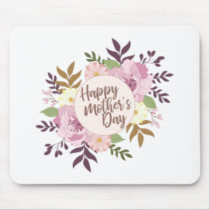 Mousepad Elegante Happy Dia de as mães Floral Wreath Mousep