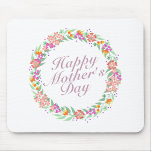 Mousepad Elegante Happy Dia de as mães Floral Wreath Mousep