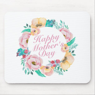 Mousepad Elegante Happy Dia de as mães Floral Wreath Mousep