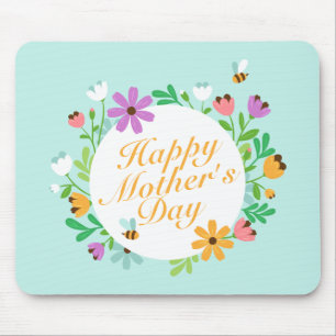 Mousepad Elegante Happy Dia de as mães Floral Wreath Mousep