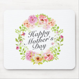 Mousepad Elegante Happy Dia de as mães Floral Wreath Mousep
