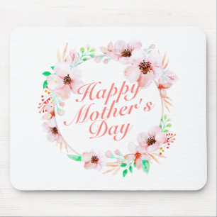 Mousepad Elegante Happy Dia de as mães Floral Wreath Mousep