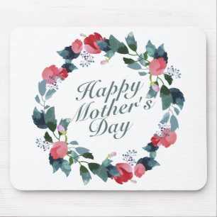 Mousepad Elegante Happy Dia de as mães Floral Wreath Mousep