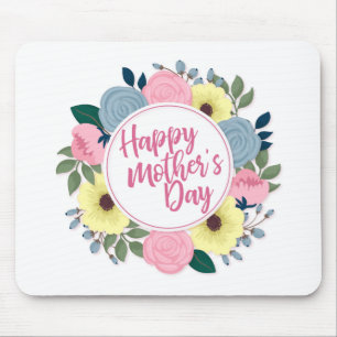 Mousepad Elegante Happy Dia de as mães Floral Wreath Mousep