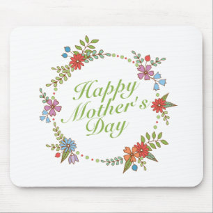 Mousepad Elegante Happy Dia de as mães Floral Wreath Mousep