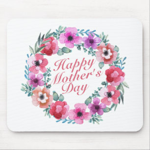 Mousepad Elegante Happy Dia de as mães Floral Wreath Mousep