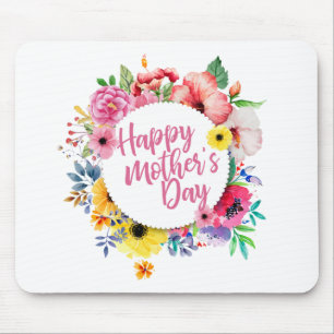 Mousepad Elegante Happy Dia de as mães Floral Wreath Mousep