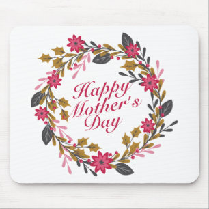 Mousepad Elegante Happy Dia de as mães Floral Wreath Mousep