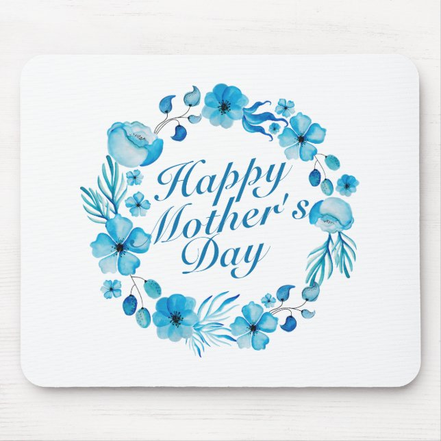 Mousepad Elegante Happy Dia de as mães Floral Wreath Mousep (Frente)