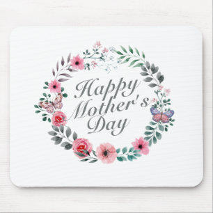 Mousepad Elegante Happy Dia de as mães Floral Wreath Mousep