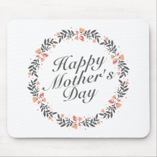 Mousepad Elegante Happy Dia de as mães Floral Wreath Mousep