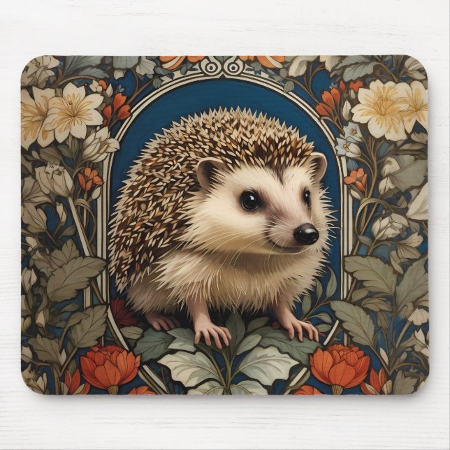 Mousepad Elegante Hedgehog William Morris Inspirou (Frente)