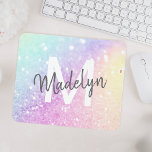 Mousepad Elegante Iridescente Colorido Personalizado<br><div class="desc">Personalize facilmente este elegante padrão colorido de brilho com seu nome personalizado e/ou monograma.</div>