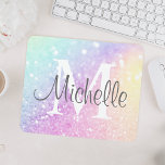 Mousepad Elegante Iridescente Colorido Personalizado<br><div class="desc">Personalize facilmente este elegante padrão colorido de brilho com seu nome personalizado e/ou monograma.</div>