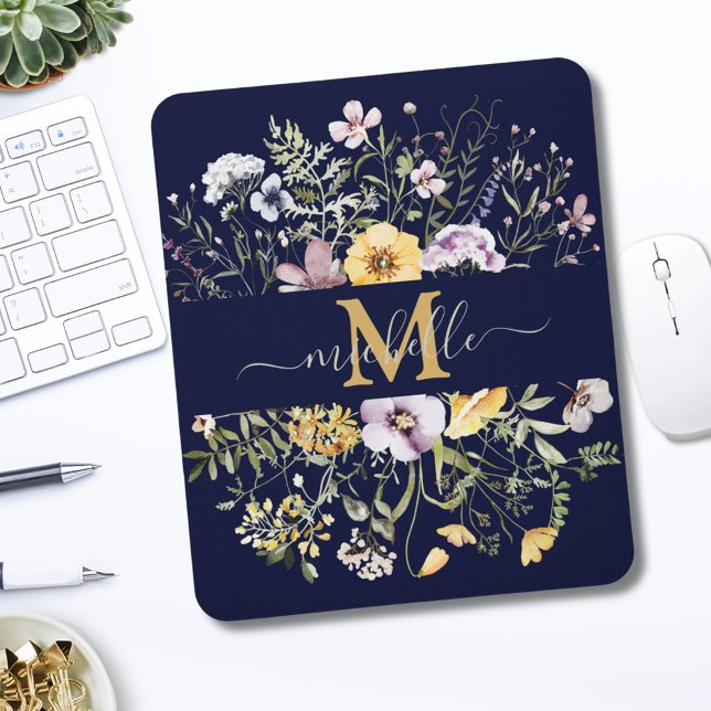 Mousepad Elegante Jardim de Flores Silvestres Colorido com  (In situ)