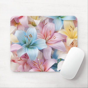 Mousepad Elegante Lily Flowers Padrão Invisível
