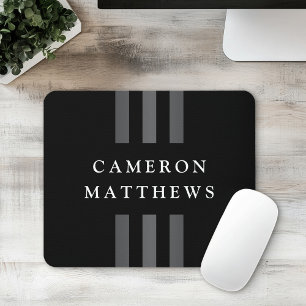 Mousepad Elegante listras negras cinza negra ou comercial