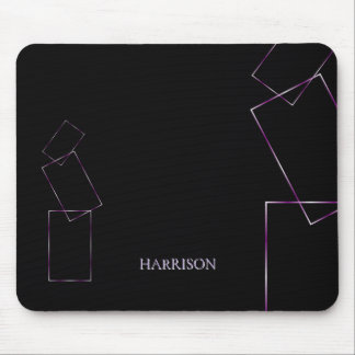 Mousepad Elegante Moldura Geométrica de Lavanda Preta Perso