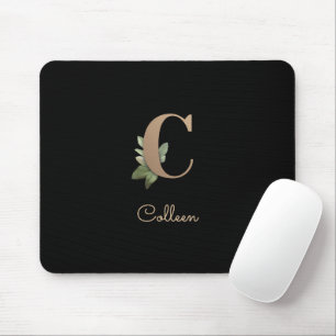 Mousepad Elegante Monograma Botânico - Letra C