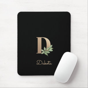 Mousepad Elegante Monograma Botânico - Letra D