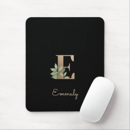 Mousepad Elegante Monograma Botânico - Letra E