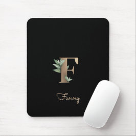 Mousepad Elegante Monograma Botânico - Letra F