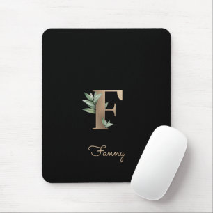 Mousepad Elegante Monograma Botânico - Letra F