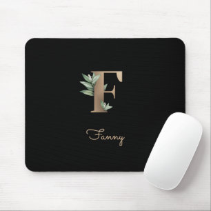 Mousepad Elegante Monograma Botânico - Letra F