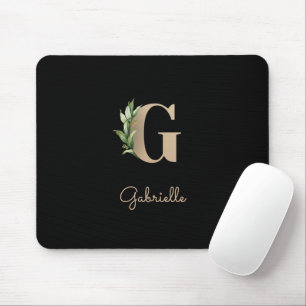 Mousepad Elegante Monograma Botânico - Letra G